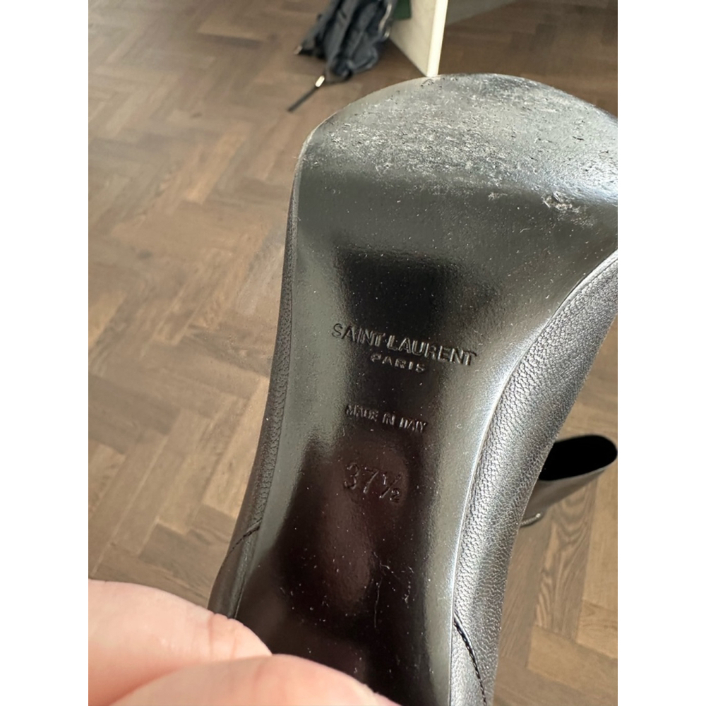 Women's Saint Laurent Black Leather Boots Size 37.5 - Picture 7 of 14